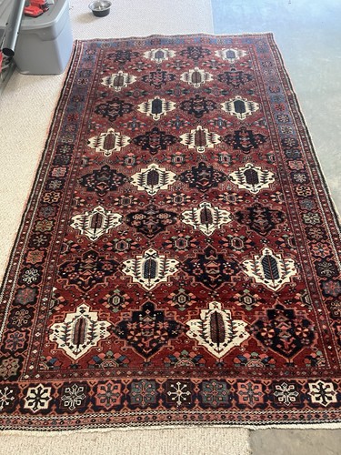 Bakhtiari Hand Knotted Wool Rug 5'3"X9'3" Vintage Persian Tribal Geometric Red