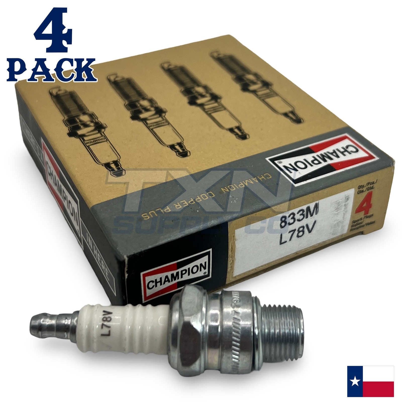 Champion 833M Marine Spark Plug L78V - 4 Pack