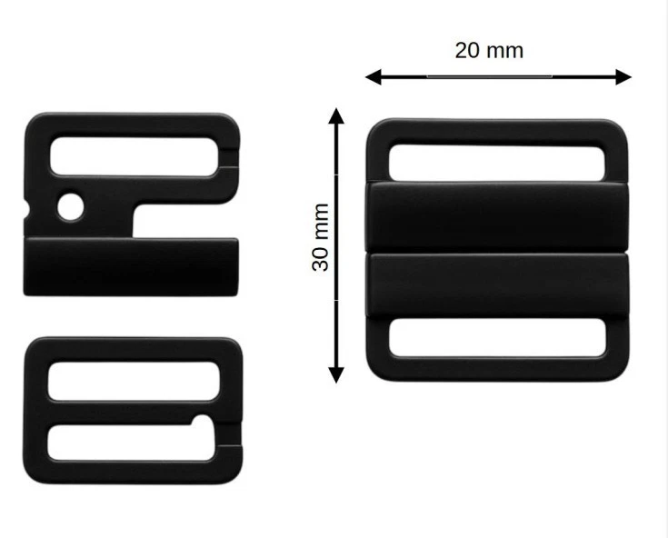 2er Set BH/Bikini Verschluss Clips 20mm/30mm Schwarz Kunststoff Blitzversand DE - Bild 2 von 4