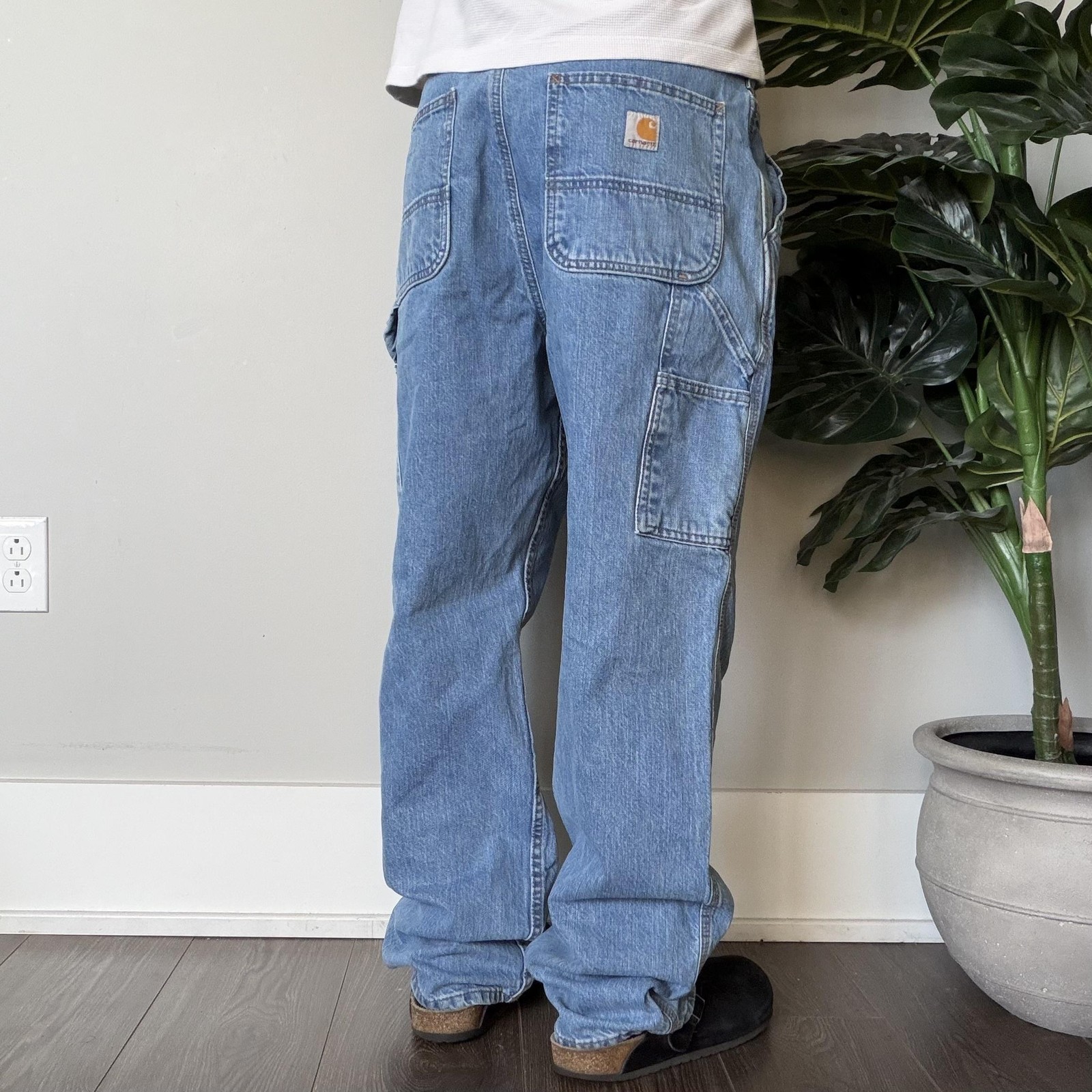 Vintage Carhartt Carpenter Jeans Baggy  35x32 Blue Medium Wash Denim Workwear