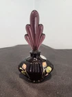 FENTON VINTAGE AUBERGINE PERFUME BOTTLE w SUBTLE FLORAL DESIGN