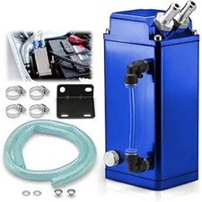 Blue Square Aluminum Engine Oil Catch Tank Can Reservoir Breather 2