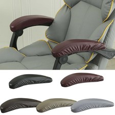 2PCS Leather Chair Armrest Cover Office Chair Armrest Cover Solid Color Stretch-