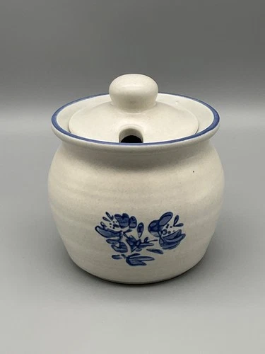 Pfaltzgraff Yorktowne Stoneware Jam Jelly Jar/Honey Pot with Slotted Lid Vintage