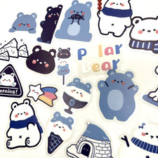 Polar Bear Cartoon Stickers Christmas Winter Scrapbooking Journaling Cards
