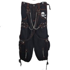 Vintage Y2K Tripp NYC Size S Rave Pants Black Red Chains Skull Streetwear 30x29