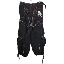 Vintage Y2K Tripp NYC Size S Rave Pants Black Red Chains Skull Streetwear 30x29