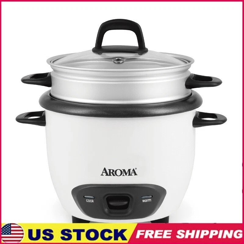 6-Cup Rice Cooker Food Steamer Nonstick Automatic Keep Warm Cooker W/ Steam Tray