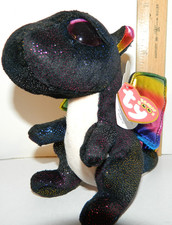 NWT TY beanie Boo Boos ANORA the Black Dragon reg 6" SZ Glitter Rainbow Sparkle