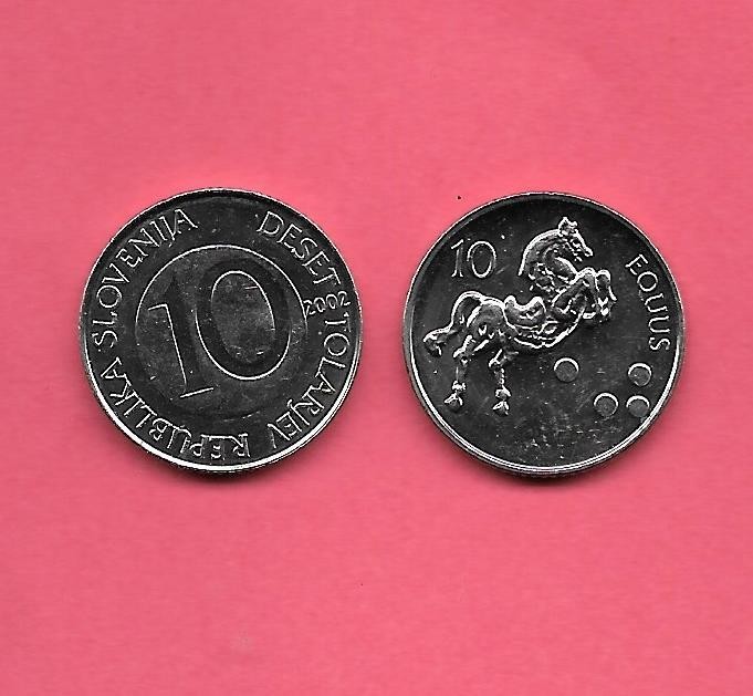 SLOVENIA KM41 2002 UNCIRCULATED-UNC MINT EXCELLENT OLD 10 TENGE COIN
