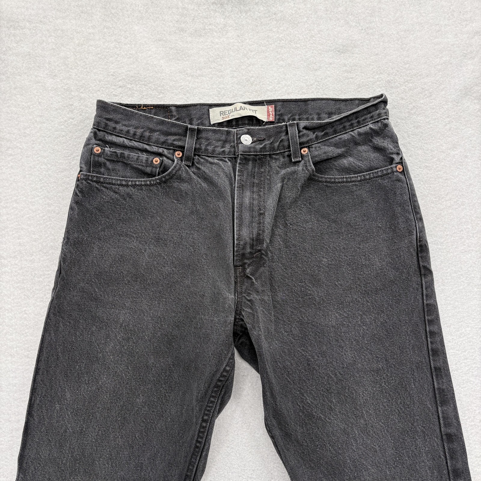 Levis 505 Jeans Mens 34x32 Regular Fit Gray Charcoal Wash Straight Denim Y2K VTG thumbnail 2