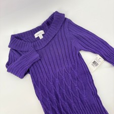 Amy Byer Girls Small Purple Cable Knit Off Shoulder Sweater Dress Tunic Top
