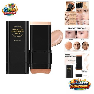 Long-Lasting Waterproof Foundation Stick with Brush - Full Coverage for All Skin
