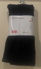 Brand New Black Uniqlo Ribbed Slit Leggings Size Small