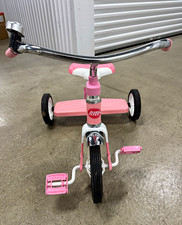 Radio Flyer Pink White Kids Tricycle 3-Wheel Ride-On Chrome Handlebars