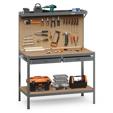 Garage Work Bench with Pegboard - VonHaus Workbench with 230kg Capacity