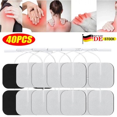 40Tlg TENS Elektroden Pads Selbstklebend für Massage EMS Reizstrom Gerät 5x5cm