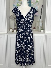 Ralph Lauren Navy Floral Fit And Flare Dress Size 10