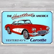 Chevrolet Corvette The Heartbeat of America 12" x 17" Novelty Metal Sign New!