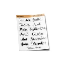 STICKERS STICKERS Calendar Sheet 12 Months of the Year Calligraphy Planner