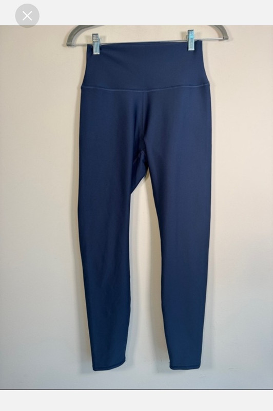 Alo Women's Blue Solid High-Waist Ankle Leggings MEDIUM