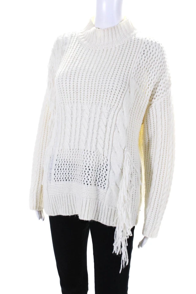 Line и точка женщин кабель трикотажа бахрома водолазка свитер слоновой кости размер средний - Изображение 2 из 4