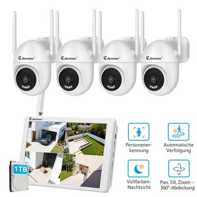 WLAN ÜberwachungsKamera set Außen Zwei-Wege-Audio 10CH NVR 5MP 10'' Monitor