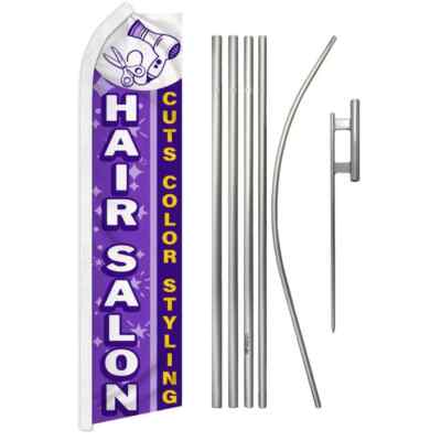 Hair Salon (Purple) Swooper Flutter Feather Advertising Beauty Flag & Pole Kit