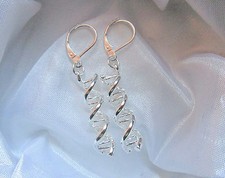 Stering Silver DNA Spiral Helix Leverback Drop Dangle Earrings