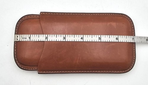 Budd Leather Company 2 Piece Chestnut Cigar Case Holder 3 Flutes Made in Spain - Picture 4 of 4