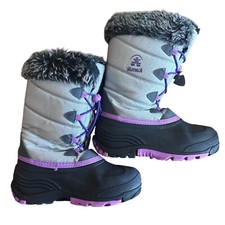 Kamik Snowangel Insulated Winter Boots Faux Fur Lining Silver Pink Size Girls 3