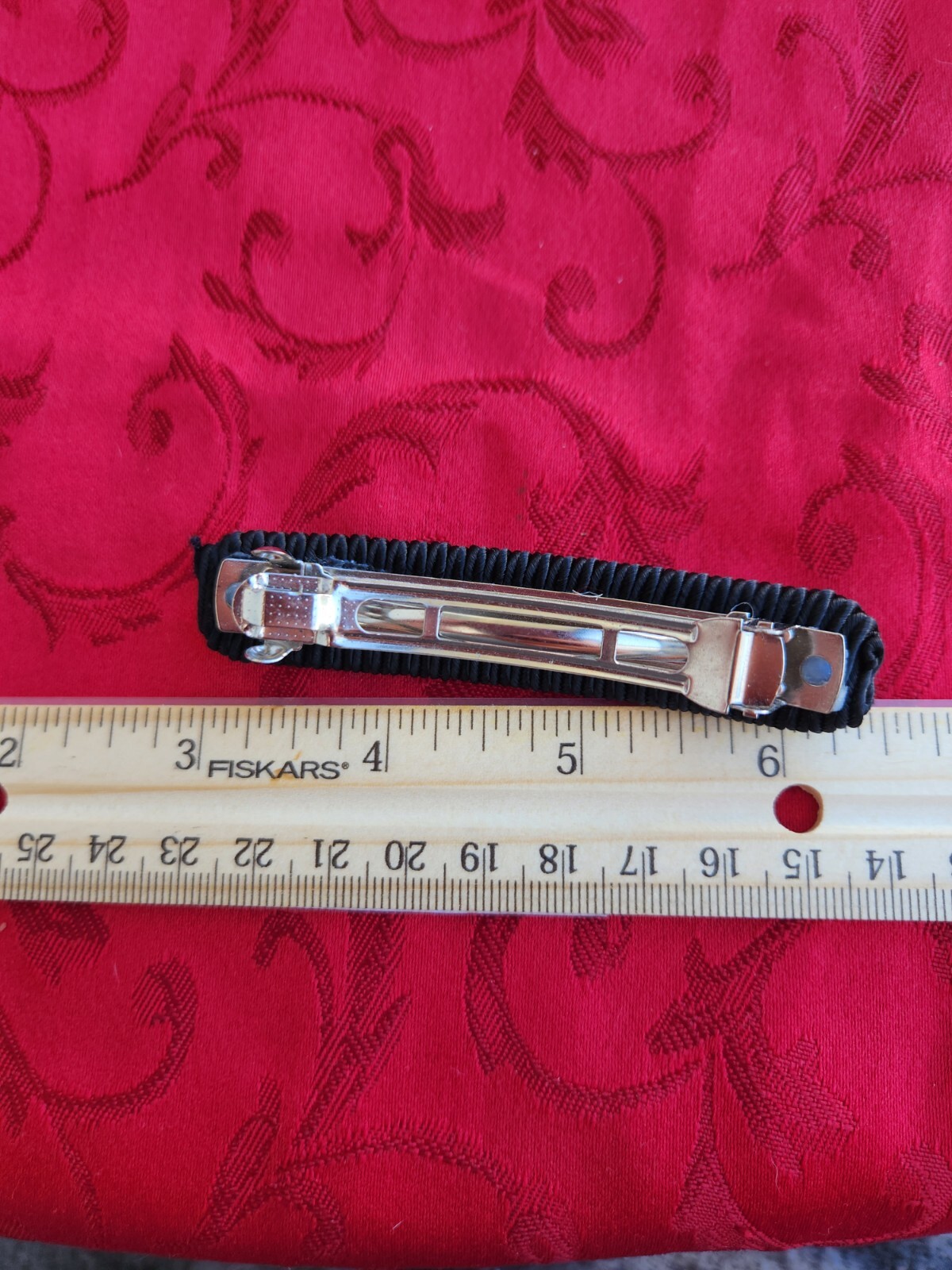 Vintage Solid Black Satin Barrette Hair Clip 80s 90s … Gem