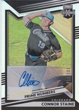 2022 Elite Extra Edition Connor Staine #146 Black Prime Numbers 38 /200 Rockies