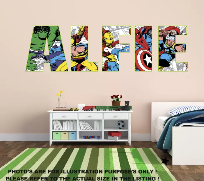 Personalised Marvel Avengers Super Heroes Wall Sticker Art Decal Decor Vinyl