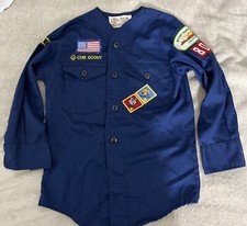 Boy Scouts of America BSA Youth Shirt M-L Blue Cub Long Sleeve