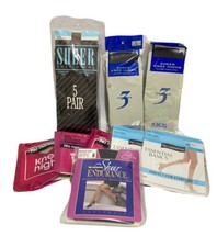 Mixed Lot of 18 Pairs Vintage NOS Knee Highs Silky Sheer One Size Nude Off Black