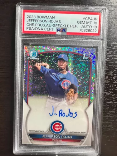 2023 Bowman Jefferson Rojas 1st Chrome Speckle Refractor Auto PSA 10 Auto 10
