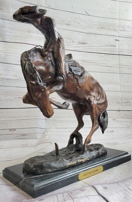 Rattle Snake Spooks a horse Cowboy Western by Remington Bronze Sculpture Statue
