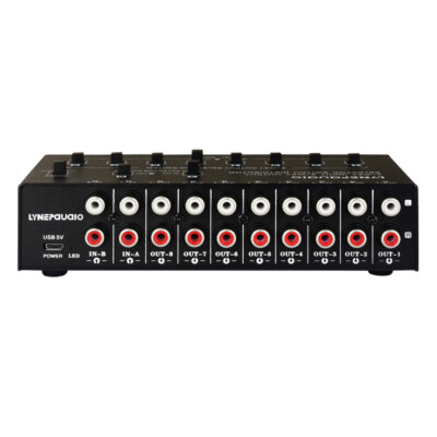 Mini 2-IN-8-OUT Audio Splitter Lossless Stereo Signal Selector Box