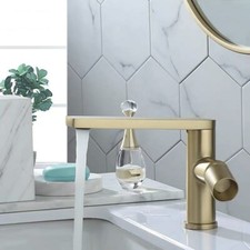 Brushed Gold Single Handle Basin Brass Swivel 360 Degree Water Mixer Sink Taps