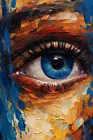 Blue Eye Oil Paint Wall Art Print 12x18 Canvas Artprint Desktop Art