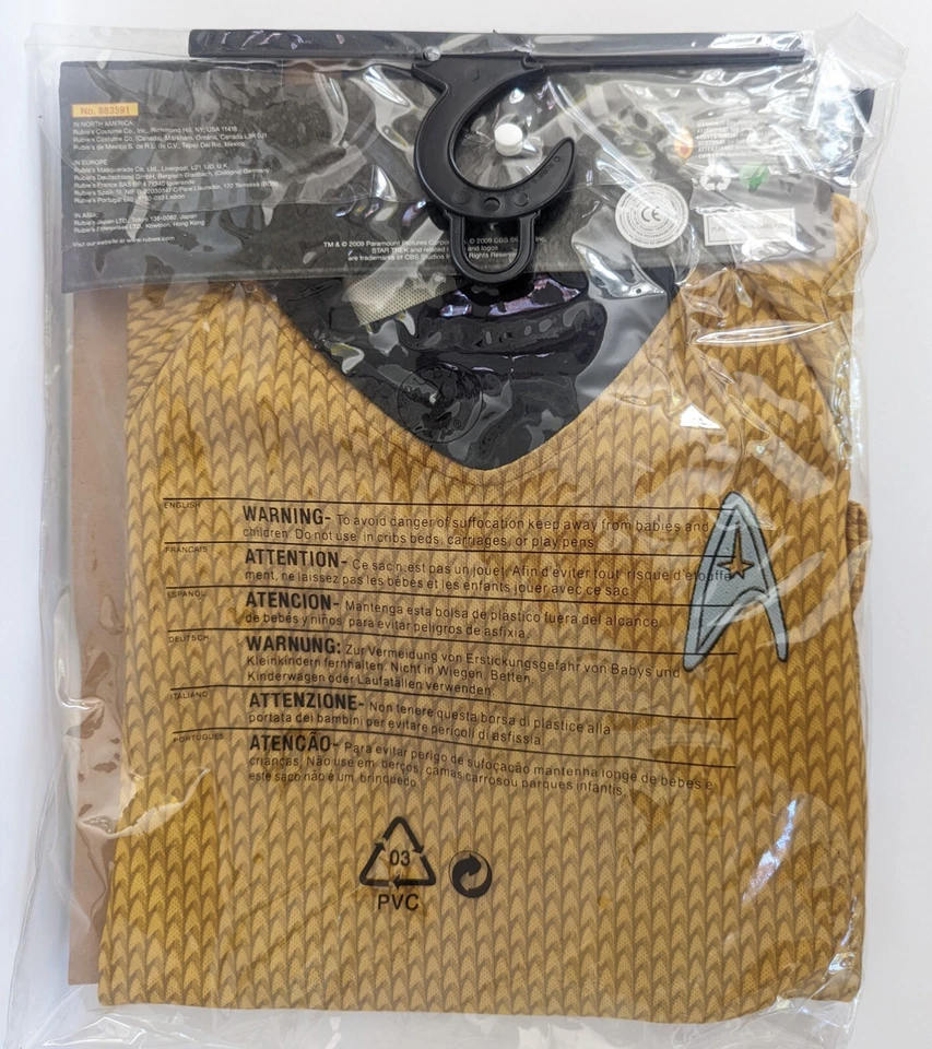 CAMISA PANTALÓN HALLOWEEN DISFRAZ NIÑO CAPITÁN KIRK STAR TREK DORADO TALLA M 8-10  Foto 3 de 3