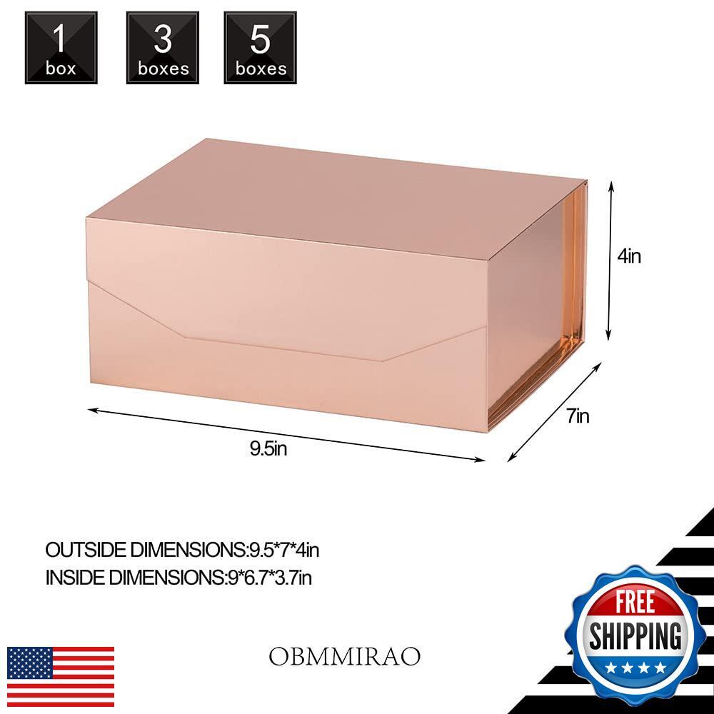 OBMMIRAO Upgrade 3PCS Rose Gold Gift Box 9.5x7x4 Inches, Sturdy Gift Box with
