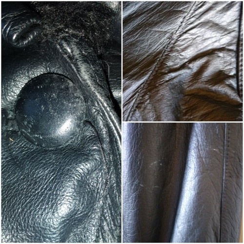 Mgr Its Our Universe Women's Black Faux Fur Trim Filler Belted Leather Jacket M - Picture 12 of 12