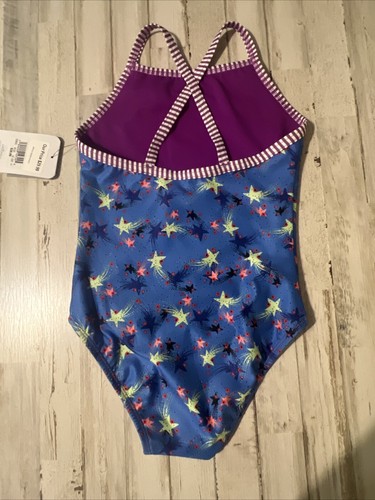 NWT Dolfin Uglies Girls One Piece Swimsuit Size 14 Blue Stargazer Print UPF 50 - Picture 10 of 12