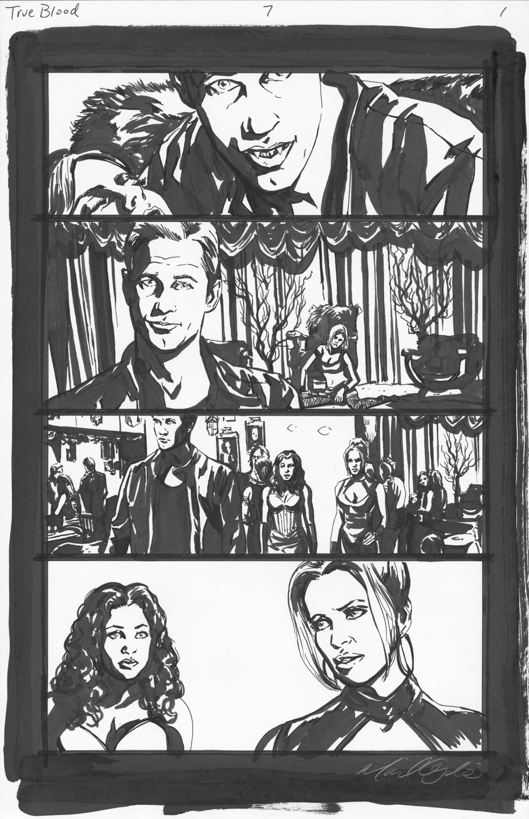 TRUE BLOOD - ORIGINAL COMIC ART by MICHAEL GAYDOS - ERIC - IDW - HBO
