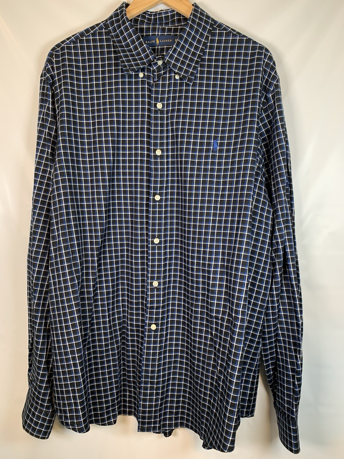 Ralph Lauren camicia uomo manica lunga nera blu bianca pony con bottoni taglia XXL