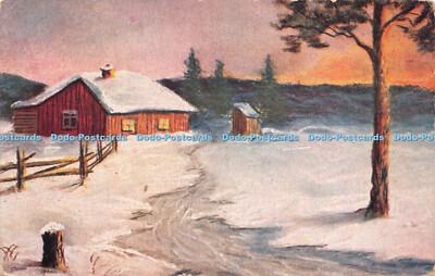 R230754 Winter Schneehaus Eneret J H K A S Postkarte