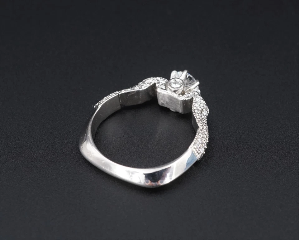 Anillo de compromiso pavé de diamantes de 1,5 quilates caña euro paladio tamaño 7,25 único RG3870 Foto 4 de 4