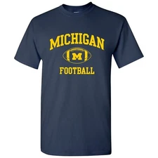 Michigan Wolverines Classic Football Arch Licensed Unisex T-Shirt - Navy